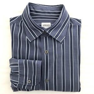 Armani Collezioni Dual Blue Striped Shirt - M